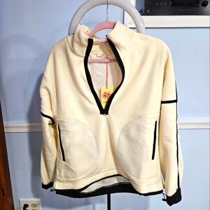 Cream and Black Quarter-Zip Pullover